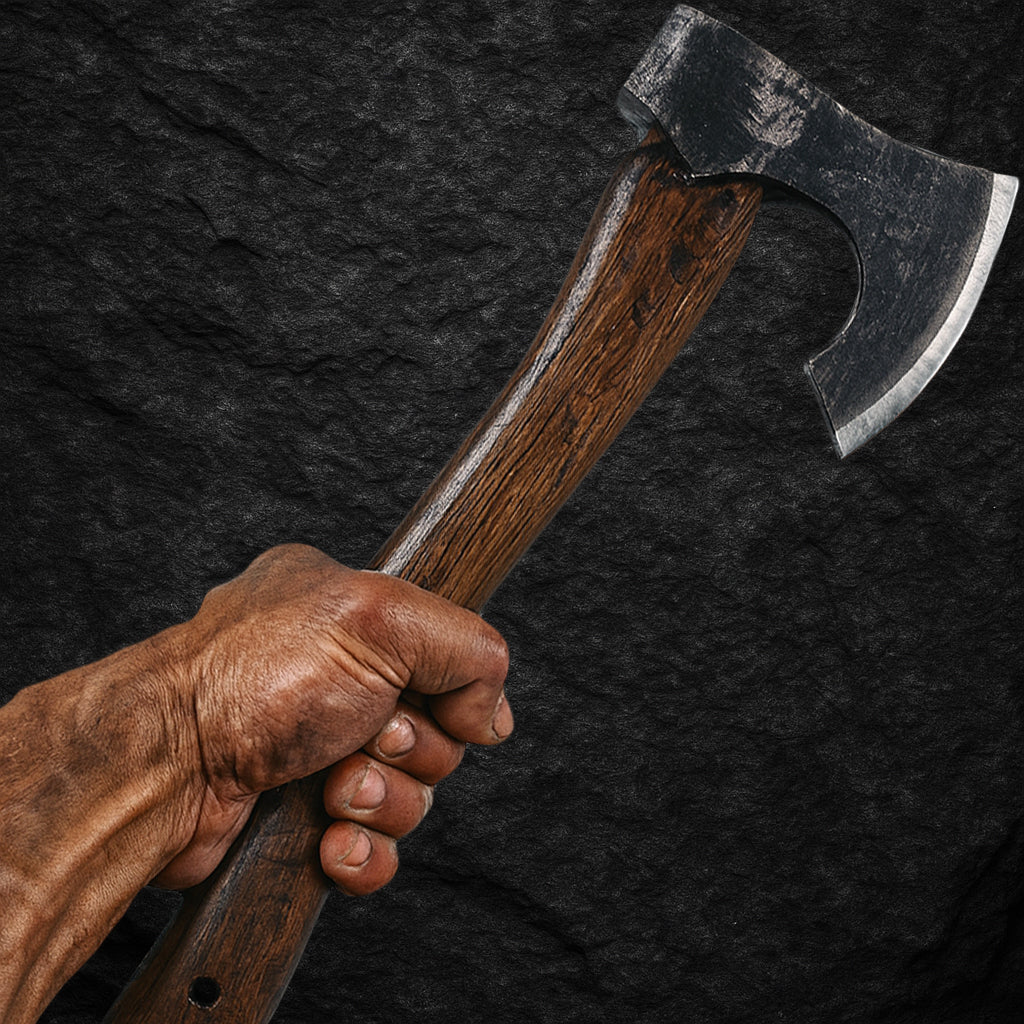 Handgeschmiedete Nordaxt – echte Wikinger-Axt mit Holzgriff aus Stahl, ideal für Holzarbeiten, Bushcraft, Survival, Reenactment und Deko.