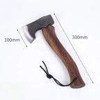 Wikinger-Axt DRAKSLICE – Maße: 330 mm Länge, 100 mm Schneidebreite – handgeschmiedet mit Holzgriff und Lederschlaufe