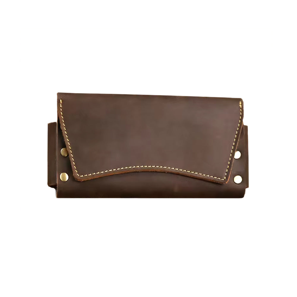 Echt-Leder Gürtel-Tasche | VIKING – braune Ledertasche mit Gürtelclip, Vorderansicht