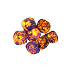 Leuchtende Yooperlite Flammensteine auf weißem Hintergrund | Lava-Steine mit UV-Fluoreszenz in Orange und Blau | NORDSKULLS