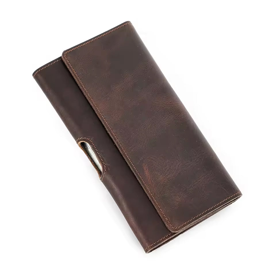 Gürtelclip Geldbörse | FJÄLL-RIND – robuste Echtledertasche aus braunem Crazy Horse Leder