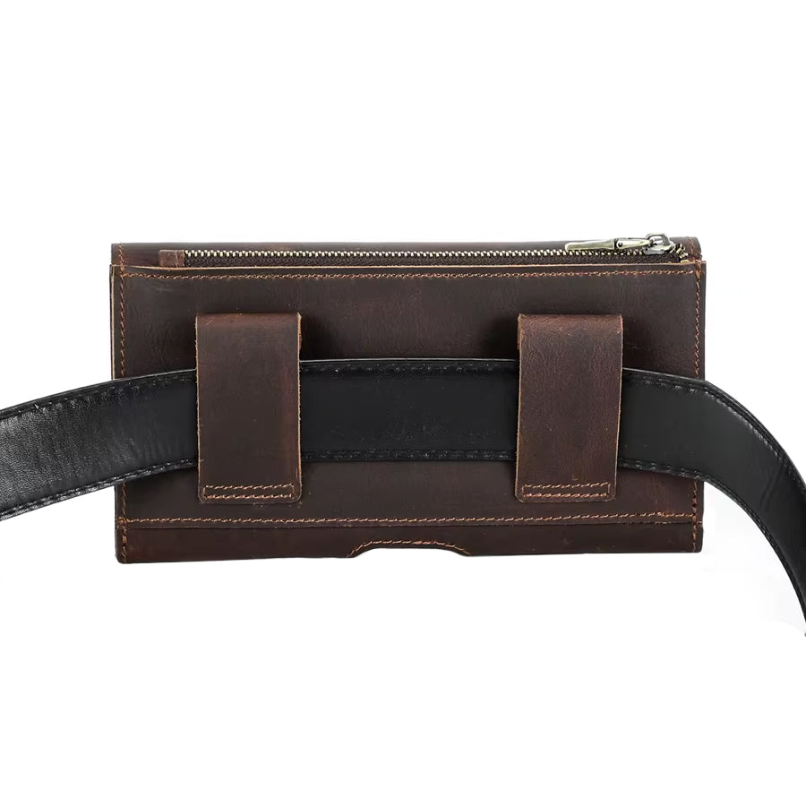 Gürtelclip Geldbörse | FJÄLL-RIND – Rückseite mit stabilem Gürtelclip aus Leder