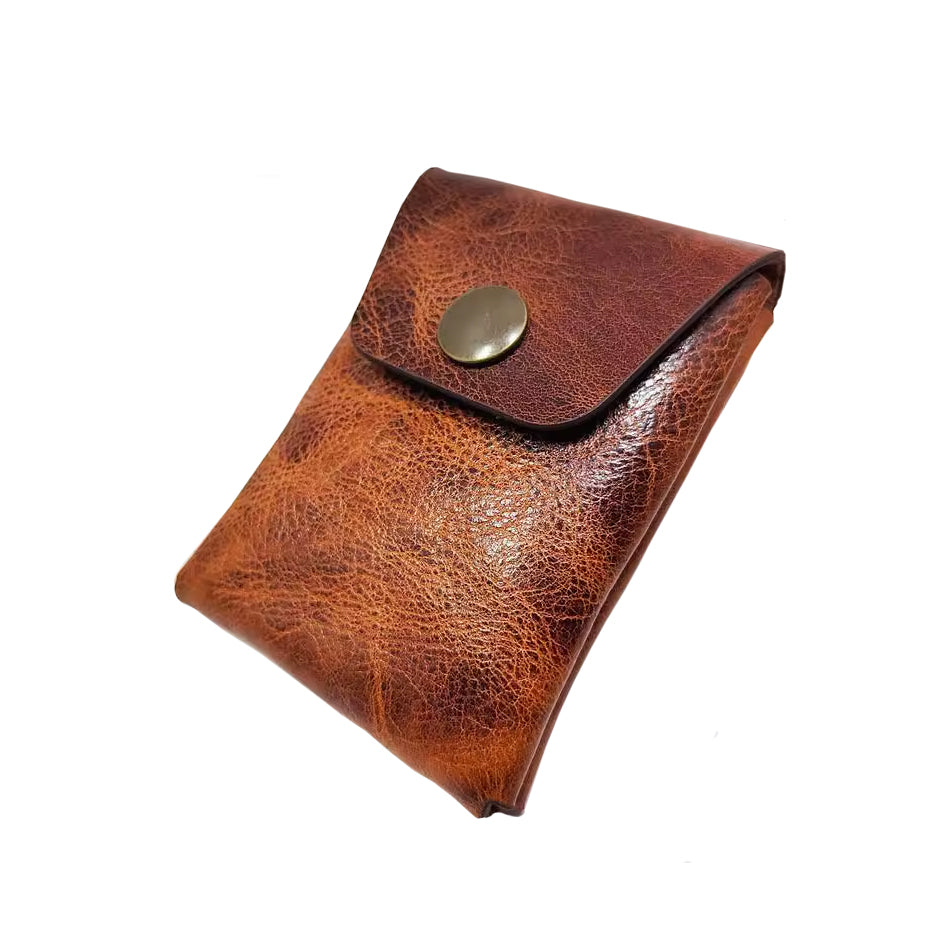 Wikinger Ledertasche | Braun – handgefertigte Gürteltasche aus Echtleder mit Knopfverschluss