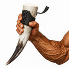 Wikinger Trinkhorn naturfarben mit Lederband
