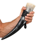 Wikinger Trinkhorn mit Lederhalterung – Nordskulls