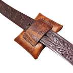 Wikinger Ledertasche | Braun – befestigt am Gürtel mit Runenmuster, robust und authentisch