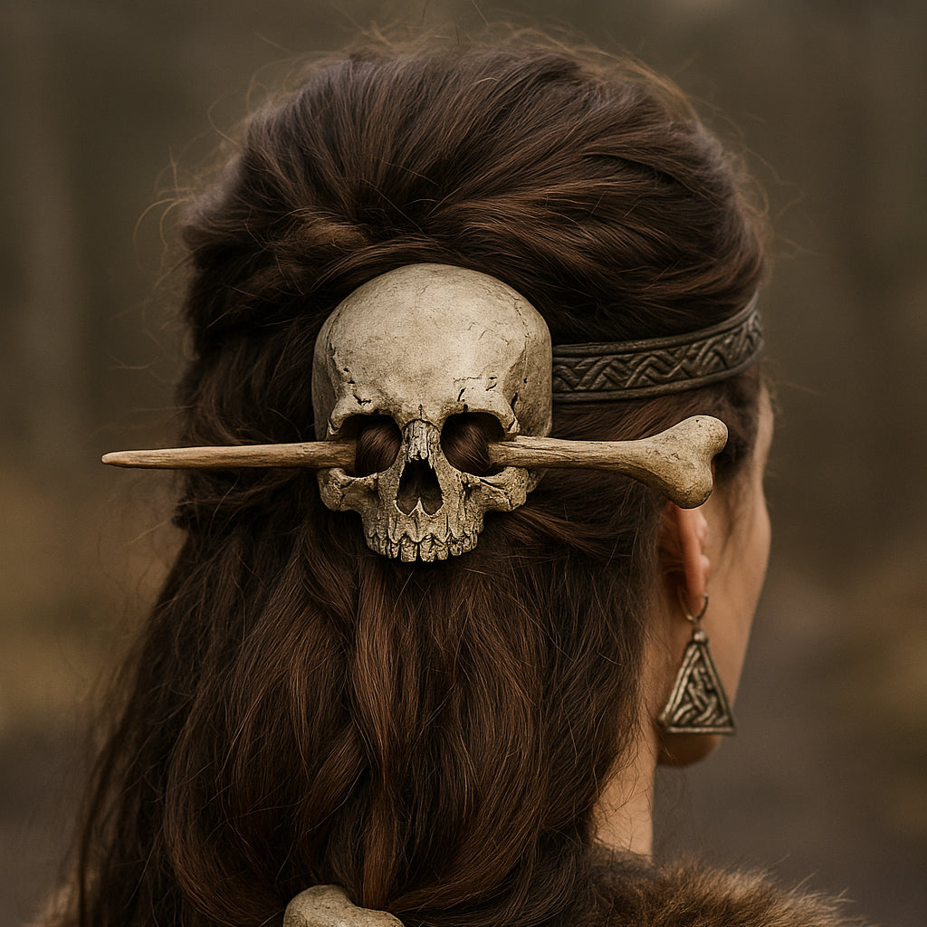 Haarklammer im Totenschädel-Design – SKULL Accessoire für Wikinger-Fans und Mittelalter-Outfits