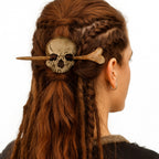 Nordische Haarklammer im Schädel-Design – rustikale Wikinger Haarspange für Damen