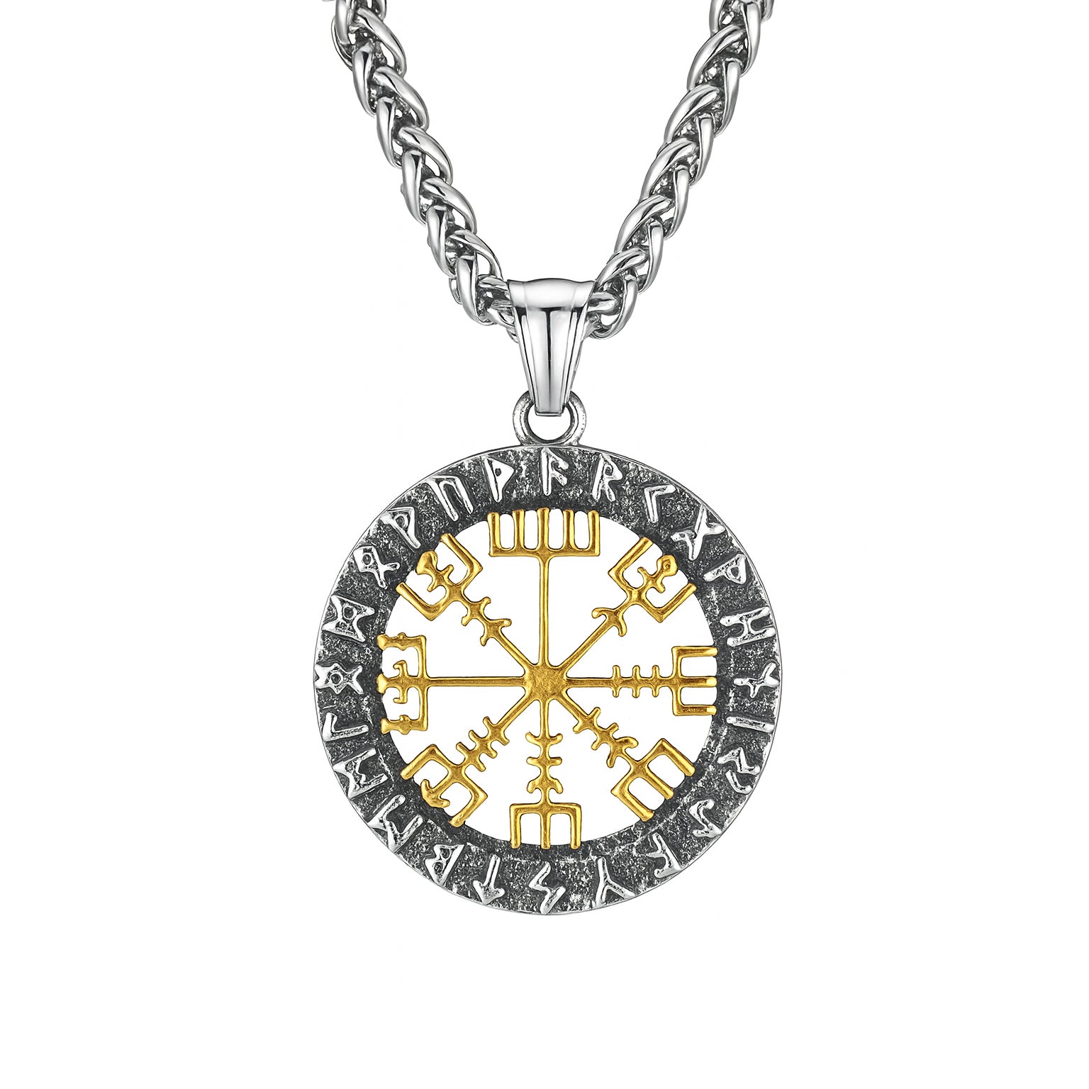 Wikinger Halskette mit Runen-Medaillon aus Edelstahl – Symbol für Stärke und Schutz