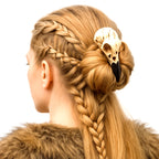 Raben-Schädel Haarklammer hält Dutt im Wikinger-Stil – nordisches Haaraccessoire für Frauen, Cosplay & Mittelalter-Outfits