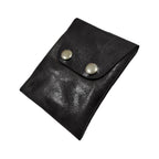 Wikinger Ledertasche | Schwarz – Doppelknopf-Gürteltasche im Wikinger-Stil, handgefertigt