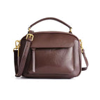 Braune Echtleder Handtasche für Damen aus Rindsleder, zeitloses Design