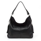 Echtleder Handtasche für Damen Schwarz aus echtem Rindsleder Tasche Frontansicht