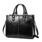 Echtleder Handtasche Damen in Schwarz, klassische Damen Lederhandtasche aus Rindsleder