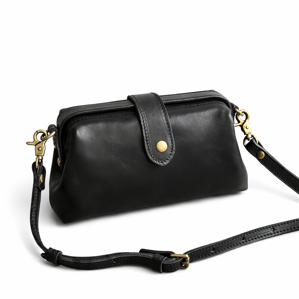 Echtleder Handtasche Damen aus echtem Rindsleder in Schwarz, elegante Damen Lederhandtasche