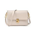 Echtleder Handtasche Damen Weiss 23x7x17 cm hochwertige Rindsleder Umhängetasche Produktbild Frontansicht