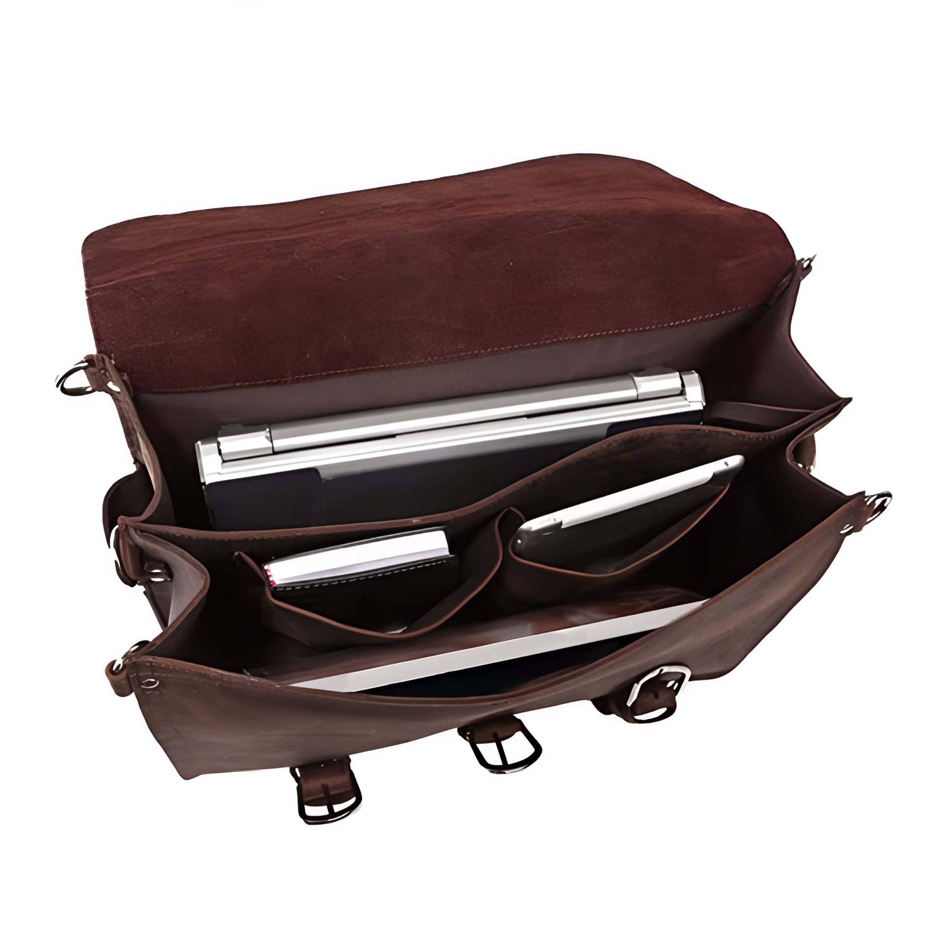 Innenaufteilung der Echtleder Tasche Herren HAKON mit Laptopfach