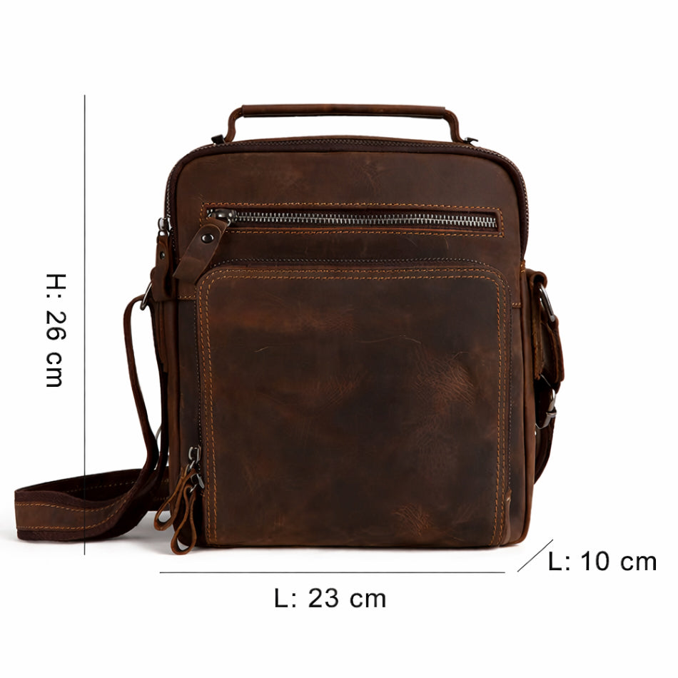 Herren Echtleder Umhängetasche mit Massen, kompakte Schultertasche aus echtem Leder