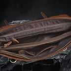 Herren Echtleder Umhängetasche Innenraum Detail mit Reissverschluss und Fächern